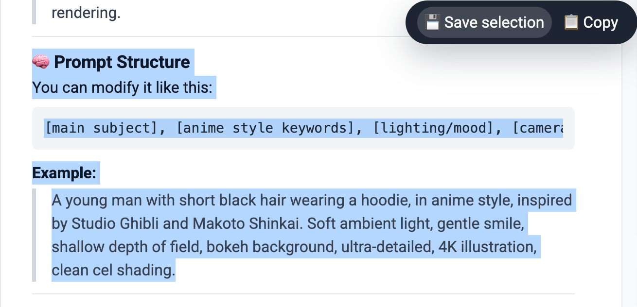 Saving a ChatGPT reply into the side panel